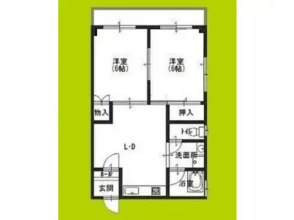 玉出プラザI(2LDK/4階)の間取り写真