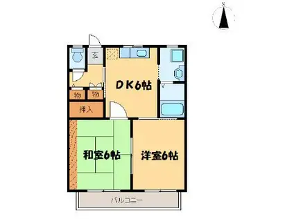 フレグランスタウン住吉8番館(2DK/2階)の間取り写真