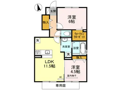D-ROOM木ノ本(2LDK/1階)の間取り写真