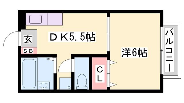 プラムK(1DK/2階)の間取り写真