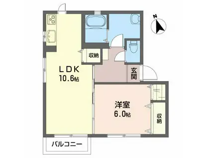 グランポルテA(1LDK/2階)の間取り写真