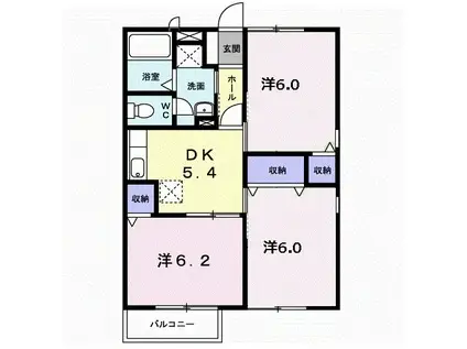 サニ-ハイツふじA(3DK/2階)の間取り写真