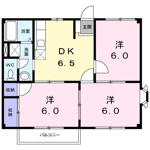 リバティー田寺(3DK/2階)の間取り写真