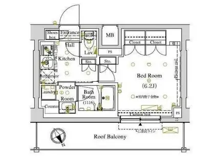 ARKMARK東大井(1K/4階)の間取り写真