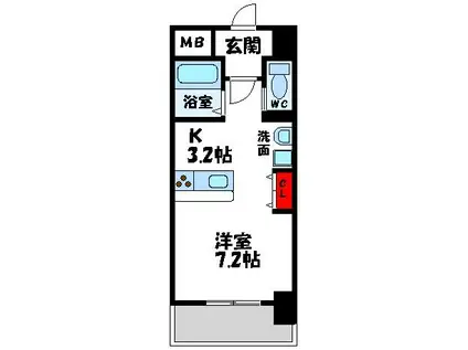 S・K教育大前(1K/13階)の間取り写真
