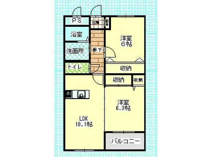 グランII(2LDK/2階)の間取り写真