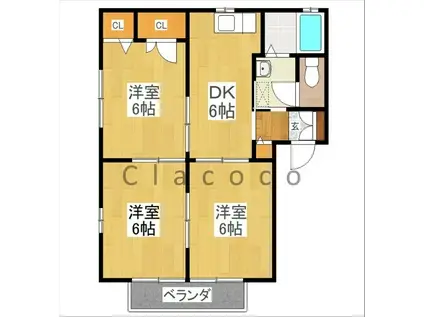 コーポサトウ A棟(3DK/1階)の間取り写真