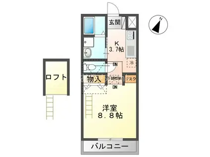 ながみねヒルズ(1K/1階)の間取り写真