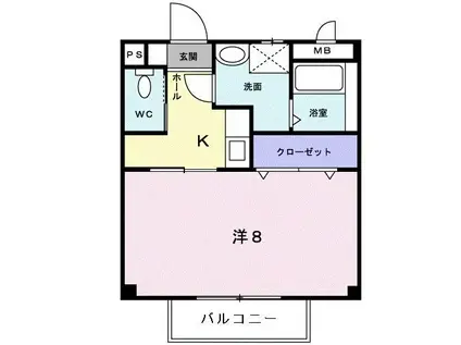 ミレニアムハイツ(1K/1階)の間取り写真