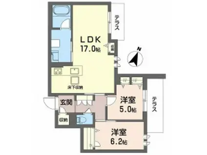 ハムステッドアレー(2LDK/1階)の間取り写真