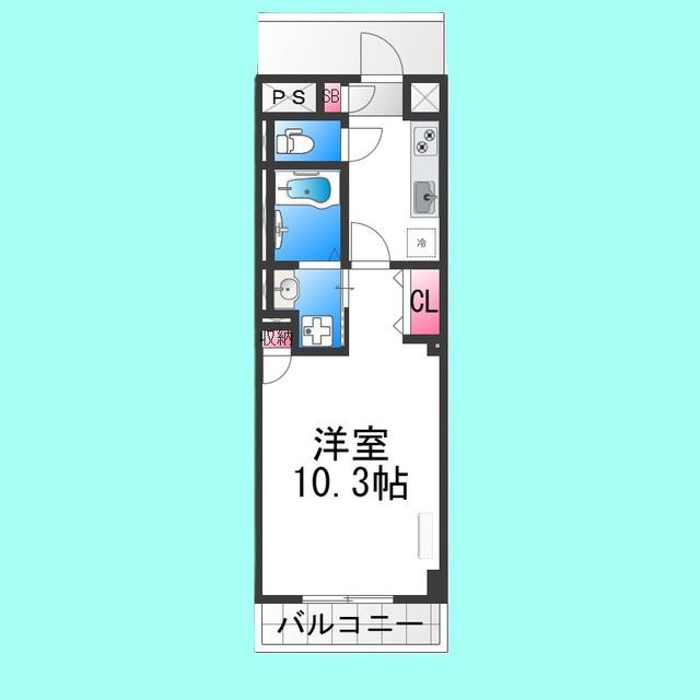 プロムナード石津(1K/1階)の間取り写真