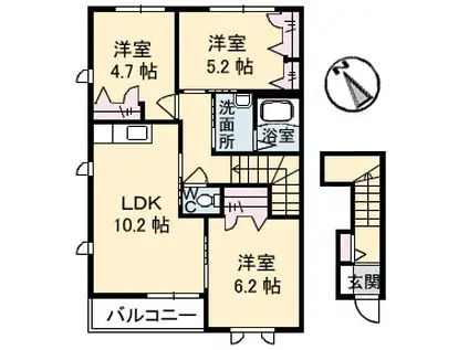 ベガ&アルタイル(3LDK/2階)の間取り写真