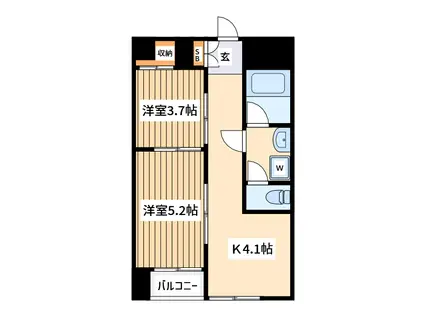 八王子高砂サマリアマンション(2K/2階)の間取り写真