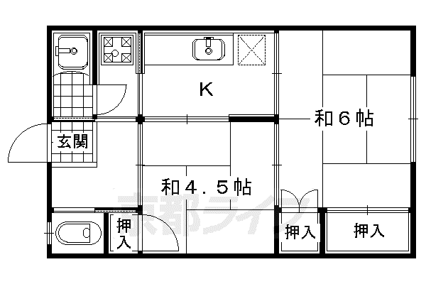 丸山荘(2K/2階)の間取り写真