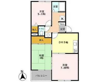 ボナール(3DK/1階)の間取り写真