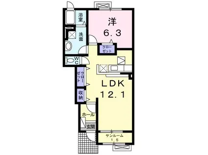 シェーン・ドルフI(1LDK/1階)の間取り写真