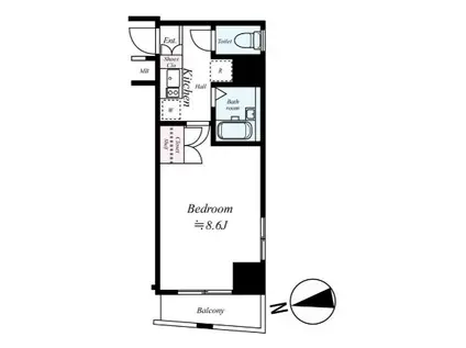 ソアブール品川戸越駅前(1K/9階)の間取り写真