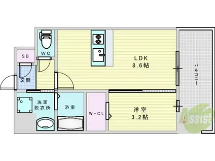 プレサンス東淀川駅前プローシェ(1LDK/5階)の間取り写真