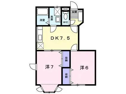ヌーベル稲木(2DK/1階)の間取り写真