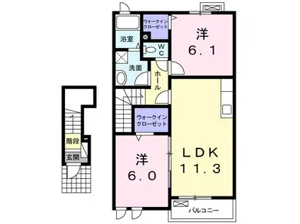 メゾンハナブサII(2LDK/2階)の間取り写真