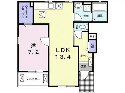 ブランドールII(1LDK/1階)の間取り写真