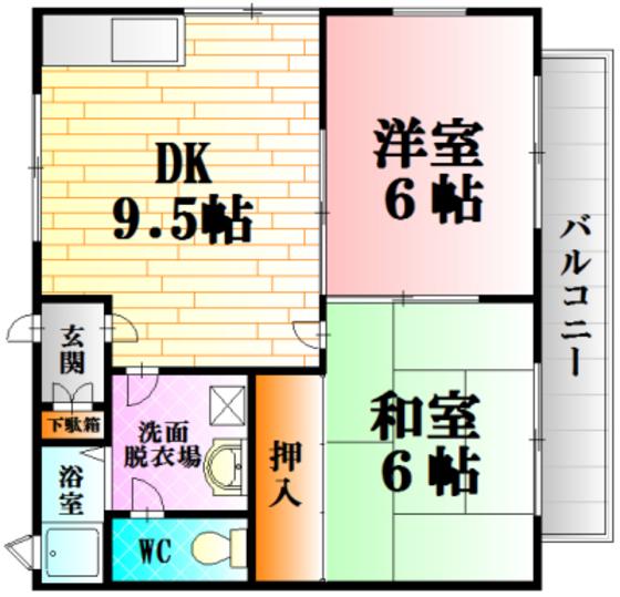 木村アパート(2DK/2階)の間取り写真