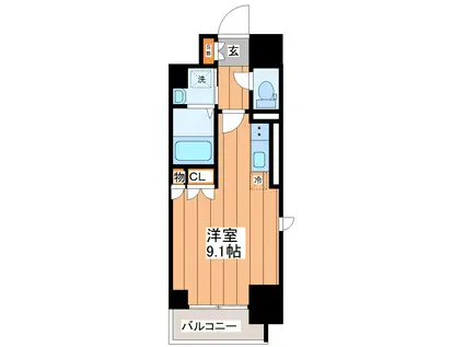 渡幸ベルメゾン五橋(ワンルーム/3階)の間取り写真