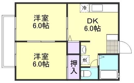 田金マンションB棟(2DK/1階)の間取り写真