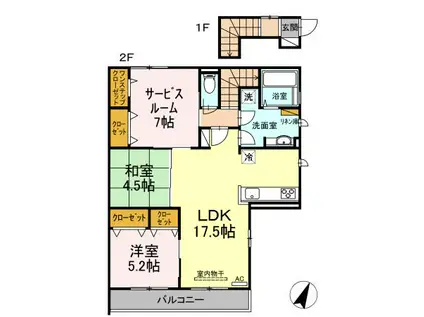 ＪＲ芸備線 矢賀駅 徒歩17分 2階建 築14年(2SLDK/2階)の間取り写真