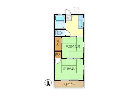 第二菱沼コーポ(2K/2階)の間取り写真