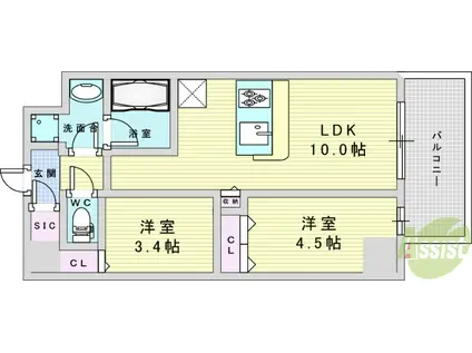 スプランディッド9(2LDK/7階)の間取り写真