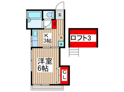 コーポ並木(1K/2階)の間取り写真