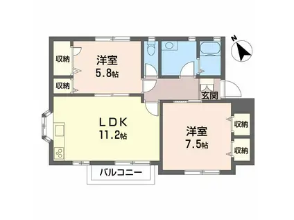 ファミールアルファ A(2LDK/2階)の間取り写真