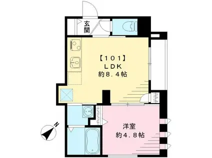 グランビューノ荏原(1LDK/1階)の間取り写真