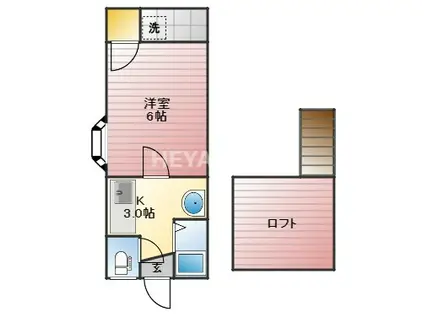 クイーンパレス坂本(1K/2階)の間取り写真