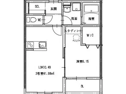 リタリッチ東海学園駅前(1LDK/2階)の間取り写真
