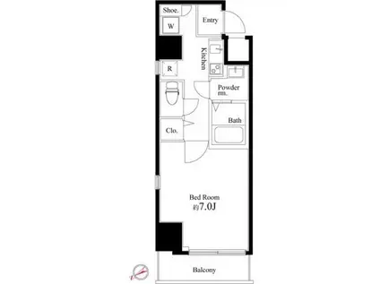 グランパーク東京イースト(1K/3階)の間取り写真