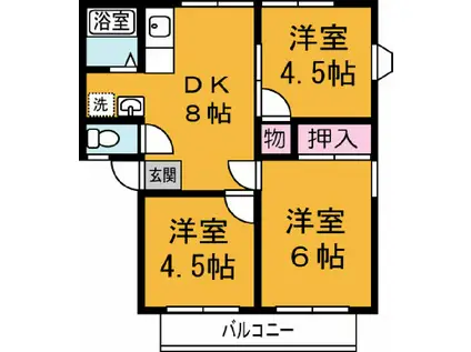 花畑ロイヤルパークAB(3DK/2階)の間取り写真