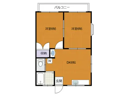 チェリーハイムA(2DK/1階)の間取り写真