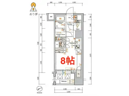 SYLA SAKURAGICHO(ワンルーム/8階)の間取り写真
