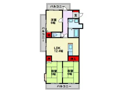 シャトレ諏訪町(3LDK/8階)の間取り写真