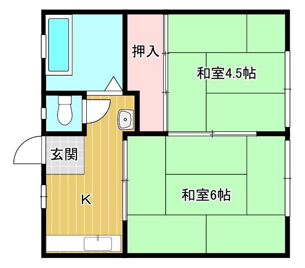 出石ハイツIII(2DK/2階)の間取り写真