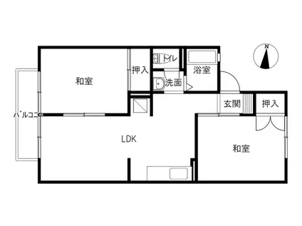 SUNセジュール2(2LDK/2階)の間取り写真