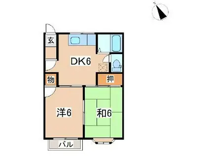 タウンフラット山岸(2DK/2階)の間取り写真