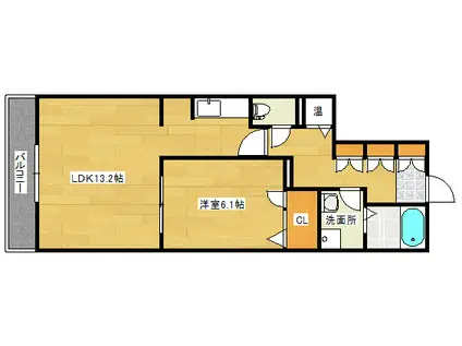 メゾン・カンフリエ井口(1LDK/2階)の間取り写真