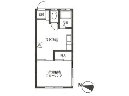 みゆきハイツ(1DK/1階)の間取り写真