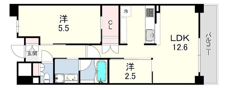 LIVECASA西宮(2LDK/3階)の間取り写真