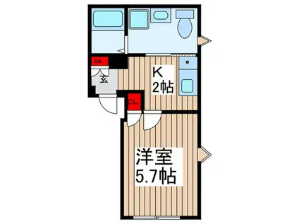 GLICION竹ノ塚(1K/5階)の間取り写真