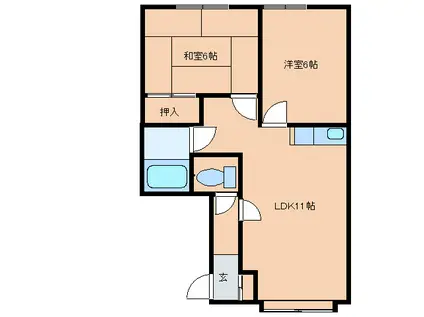 丸ココーポ6(2LDK/1階)の間取り写真