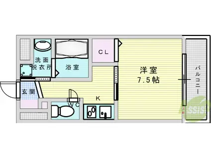 WILL DO 新大阪(1K/12階)の間取り写真
